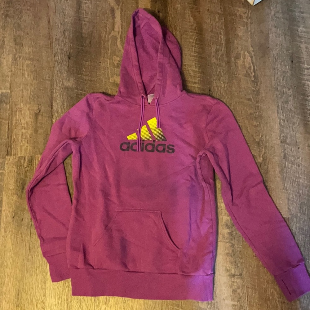 purple adidas hoodie with thumb holes